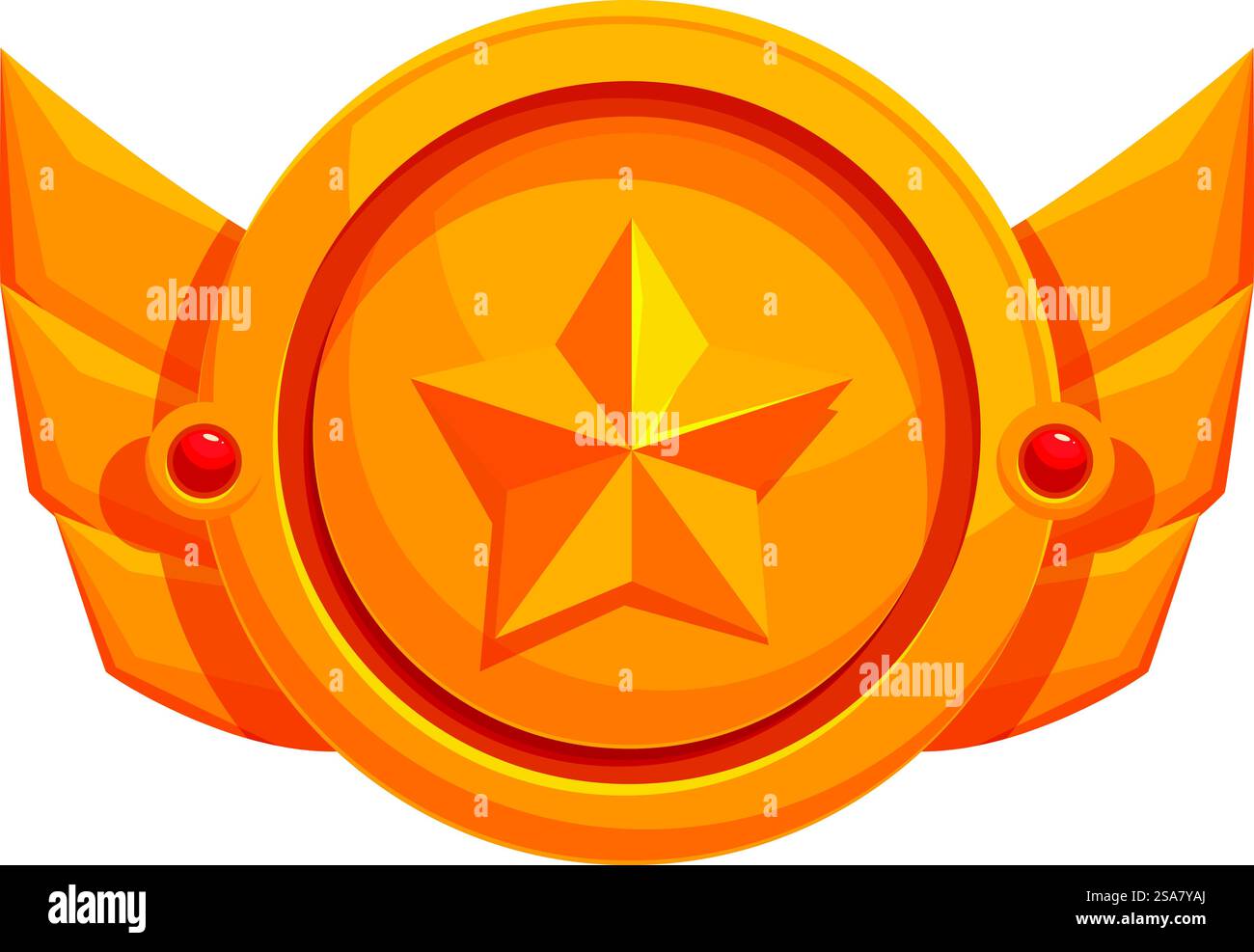 Glänzende Goldmedaille mit Flügeln, die den ersten Platz erreichen und Champion werden. Goldene Medaille mit Flügeln, die den ersten Platz repräsentieren Stock Vektor