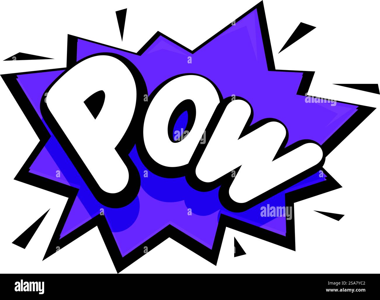 Lila und weiße Comic-Comic-Stil mit Starburst-Form. Soundeffektausdruck im Comic-Stil Stock Vektor