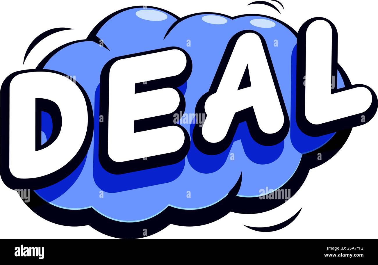 Auffälliges, auffälliges Wortdesign im Comic-Stil, perfekt für besondere Angebote und Aktionen. Ein Comic-Wort, das Schnäppchen und Verkäufe veranschaulicht Stock Vektor