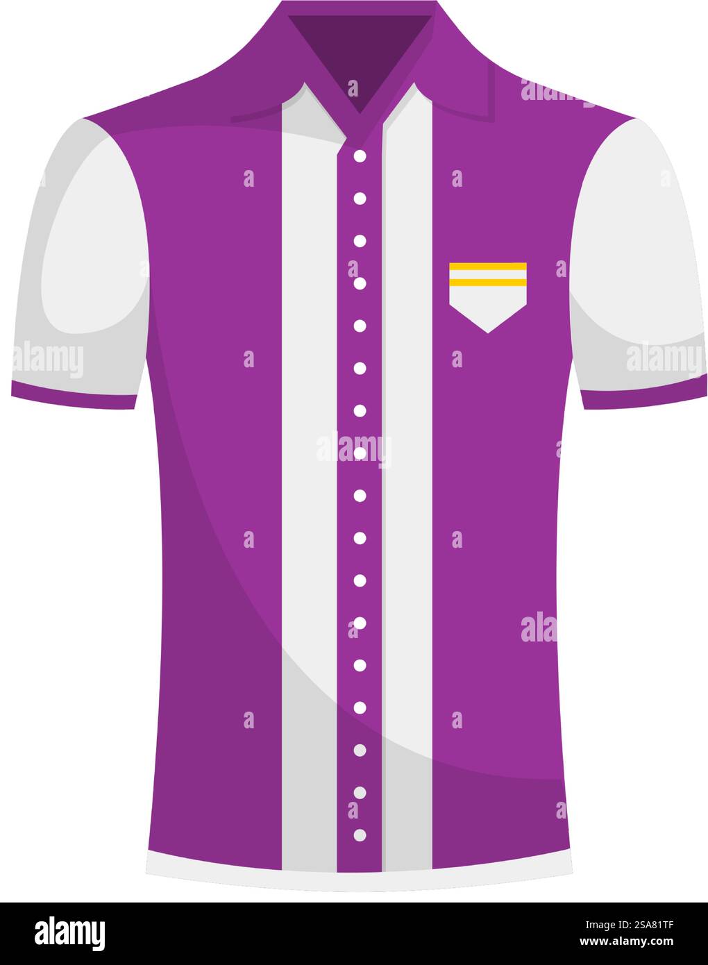 Hemd oder Oberteil der Bowlinguniform, Kleidung ohne Ärmel und Namensschild. Isolierte Kleidung für Menschen, die in Freizeit- und Unterhaltungseinrichtungen für Menschen arbeiten. Vektor in abgewickelter Form. Oberteil oder Hemd von Bowlingstab Uniform, Vektor Stock Vektor