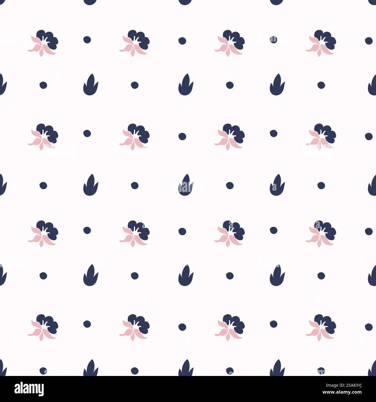 Wiesenblumen, blühende Zusammensetzung mit Blättern und Laub. Blühendes Naturfrühlingsmotiv für Wohnkultur oder Textilgewebe. Nahtloser Druck von Mustern, Hintergrundbildern oder Hintergrundbildern. Vektor in abgewickelter Form. Mit Blumenmuster im Retro-Stil und Blumenmotiv im Hintergrund Stock Vektor