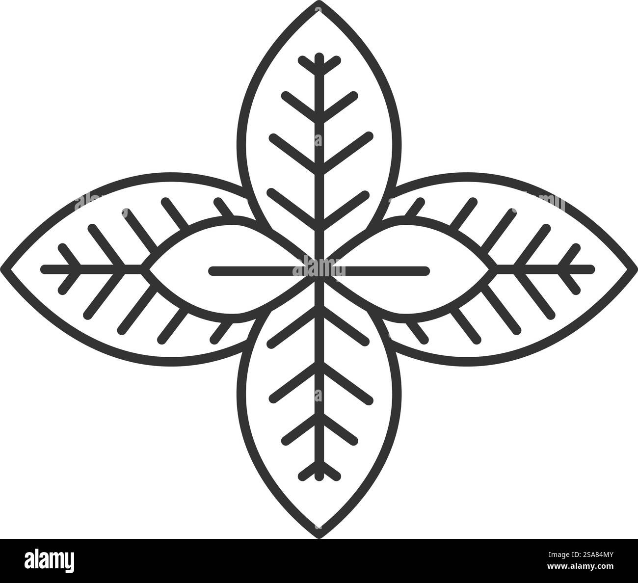 Minzblätter, aromatische Pflanze zum Kochen und Zubereiten von Gerichten. Leckeres und duftendes Laub, Gartenarbeit und Lebensmitteleinkauf. Isoliertes Monochrom-Kontursymbol. Vektor in abgewickelter Form. Minzblätter, Gewürze für Kochvektor zeichnen Stock Vektor