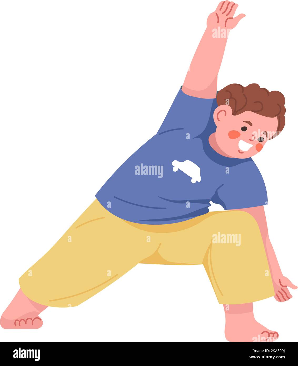 Yoga-Illustration in flacher Form mit einem Mann. Vektorillustration isoliert auf weißem Hintergrund. Ideal für Yoga- und Fitnessdesigns. Dreieck Pose Yoga Illustration Vektor Stock Vektor