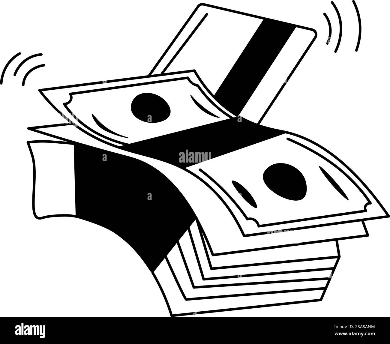 Vektor-Illustration einer Kreditkarte und Bargeld, isoliert auf weißem Hintergrund. Kreditkarte Und Bargeldvektor Stock Vektor