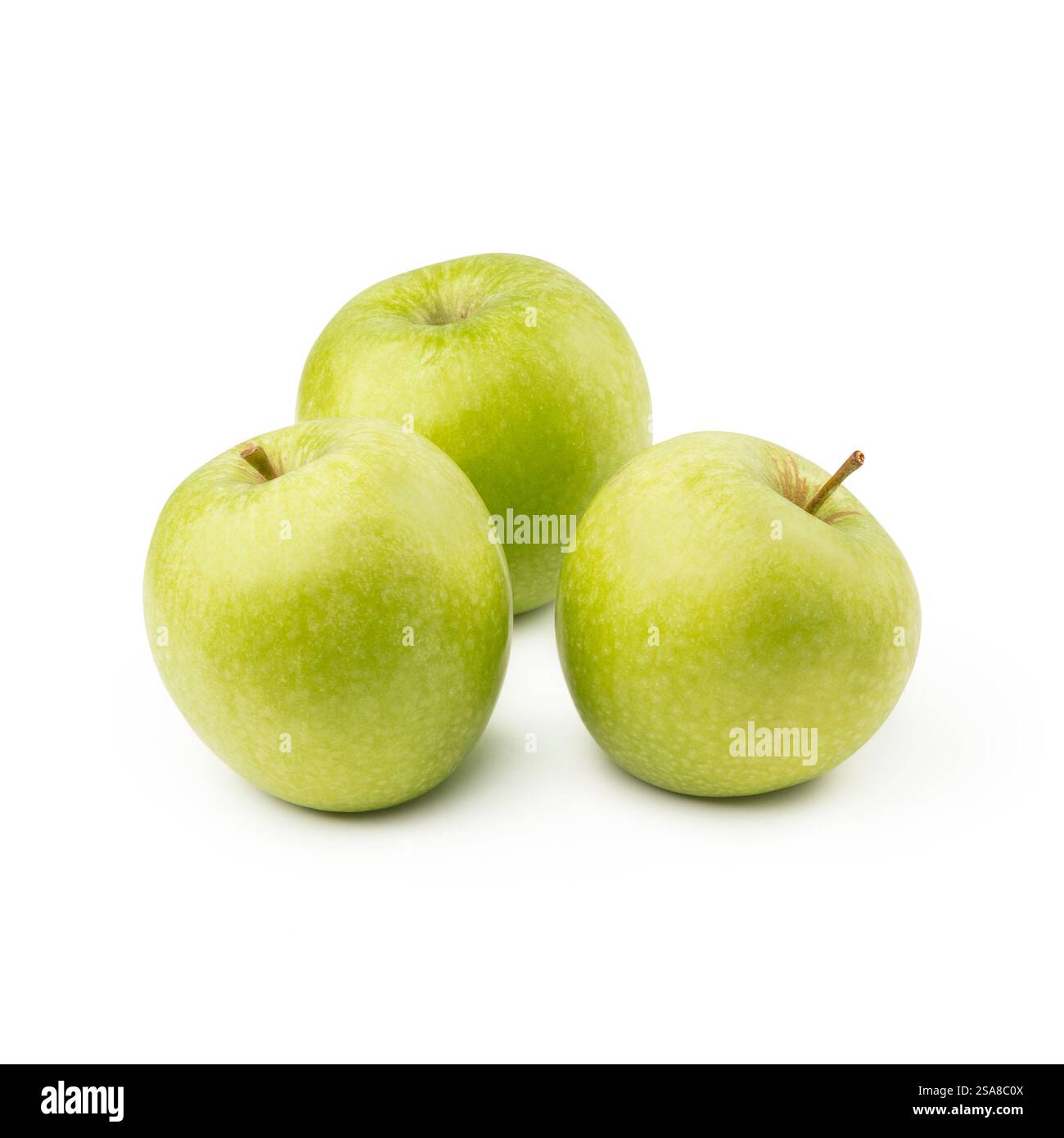 Grüne Äpfel isoliertes Obstset + Schnittpfad. Äpfel sind auf weißem Hintergrund isoliert. Volle Schärfentiefe. — Foto Stockfoto