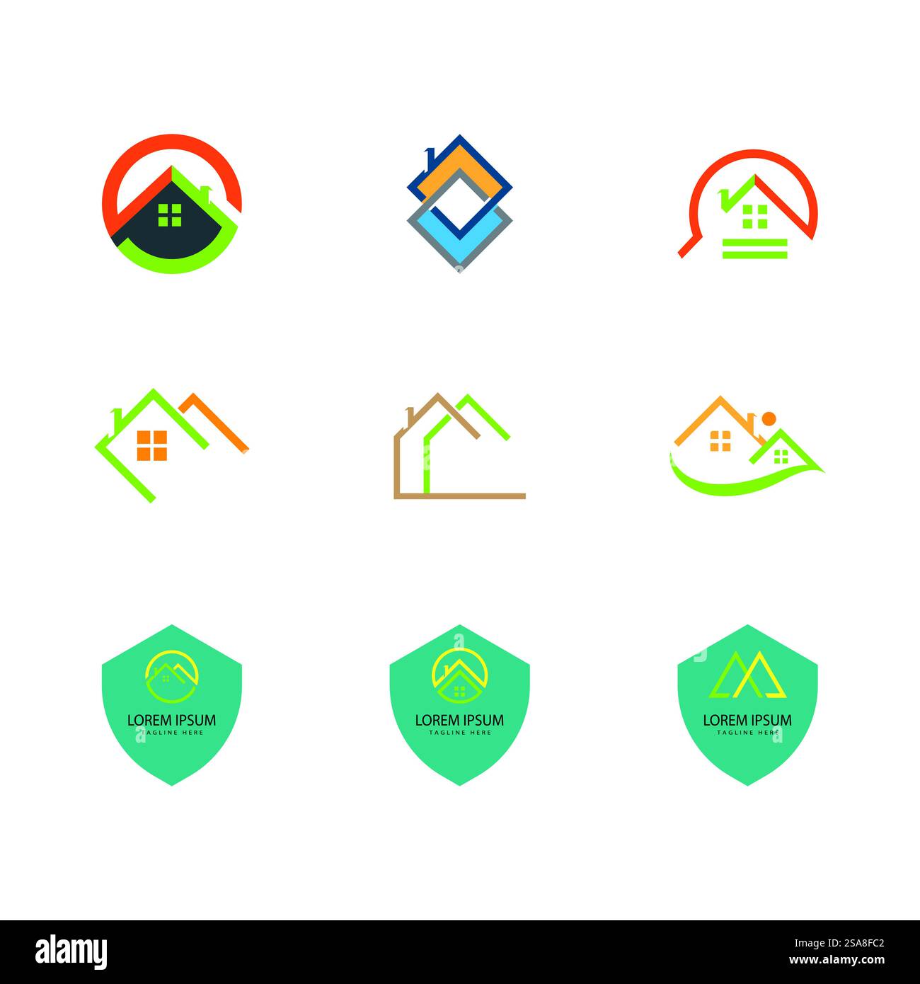 Immobilien, Immobilien und Bau Logo Design Stock Vektor