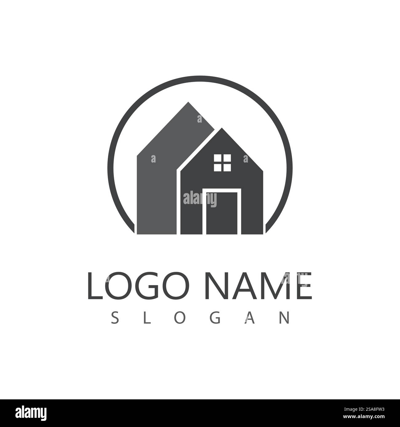 Immobilien, Immobilien und Bau Logo Design Stock Vektor