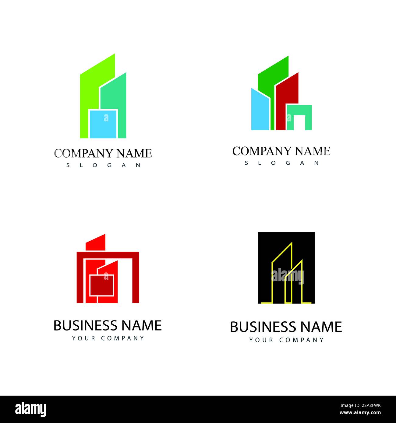 Immobilien, Immobilien und Bau Logo Design Stock Vektor