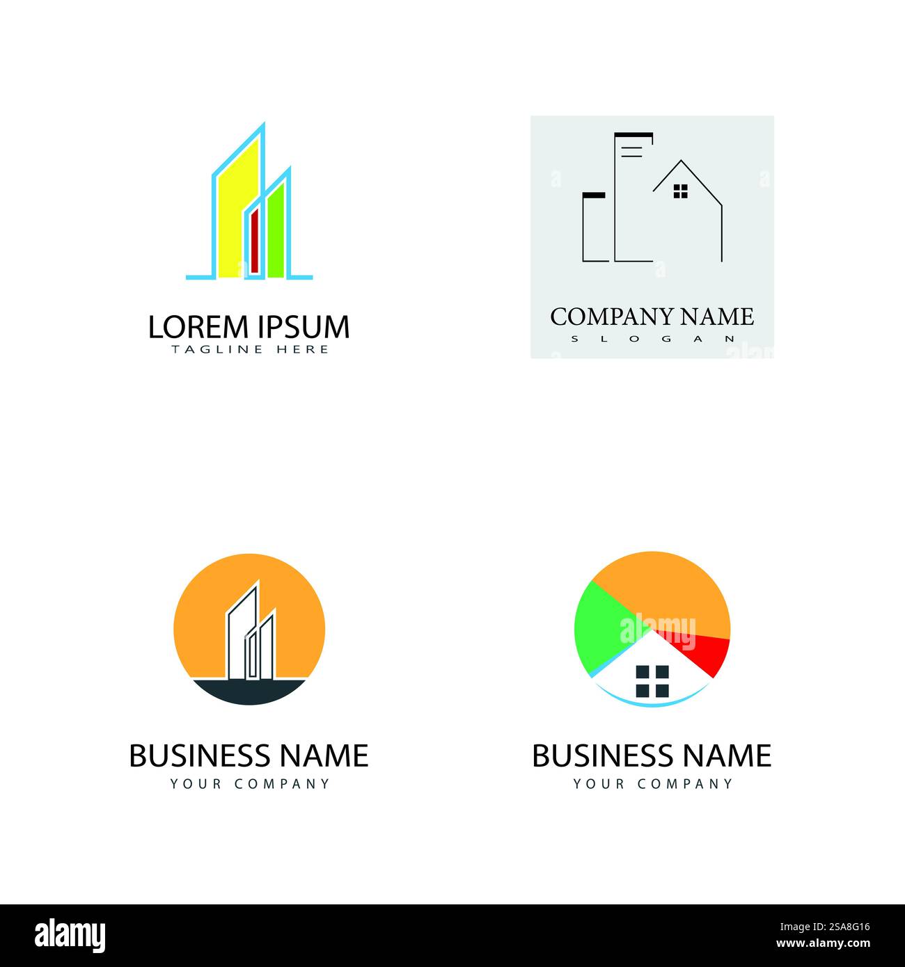 Immobilien, Immobilien und Bau Logo Design Stock Vektor