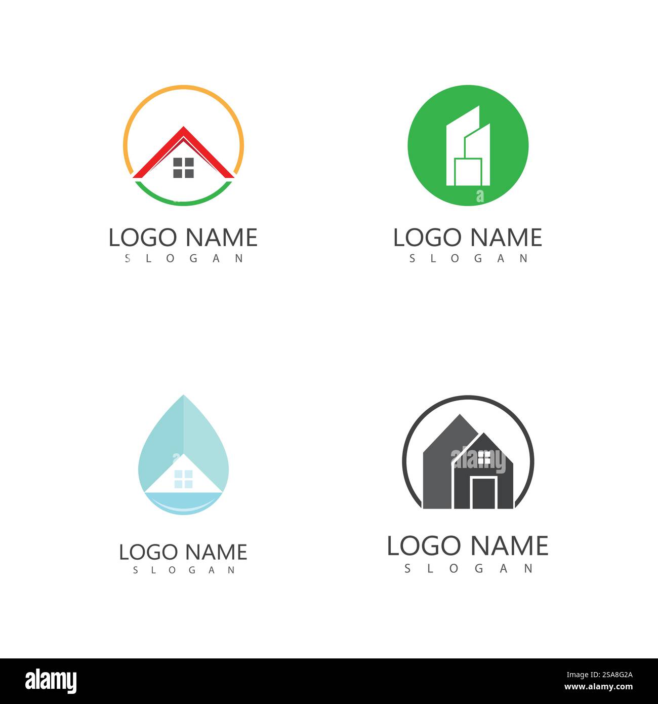Immobilien, Immobilien und Bau Logo Design Stock Vektor