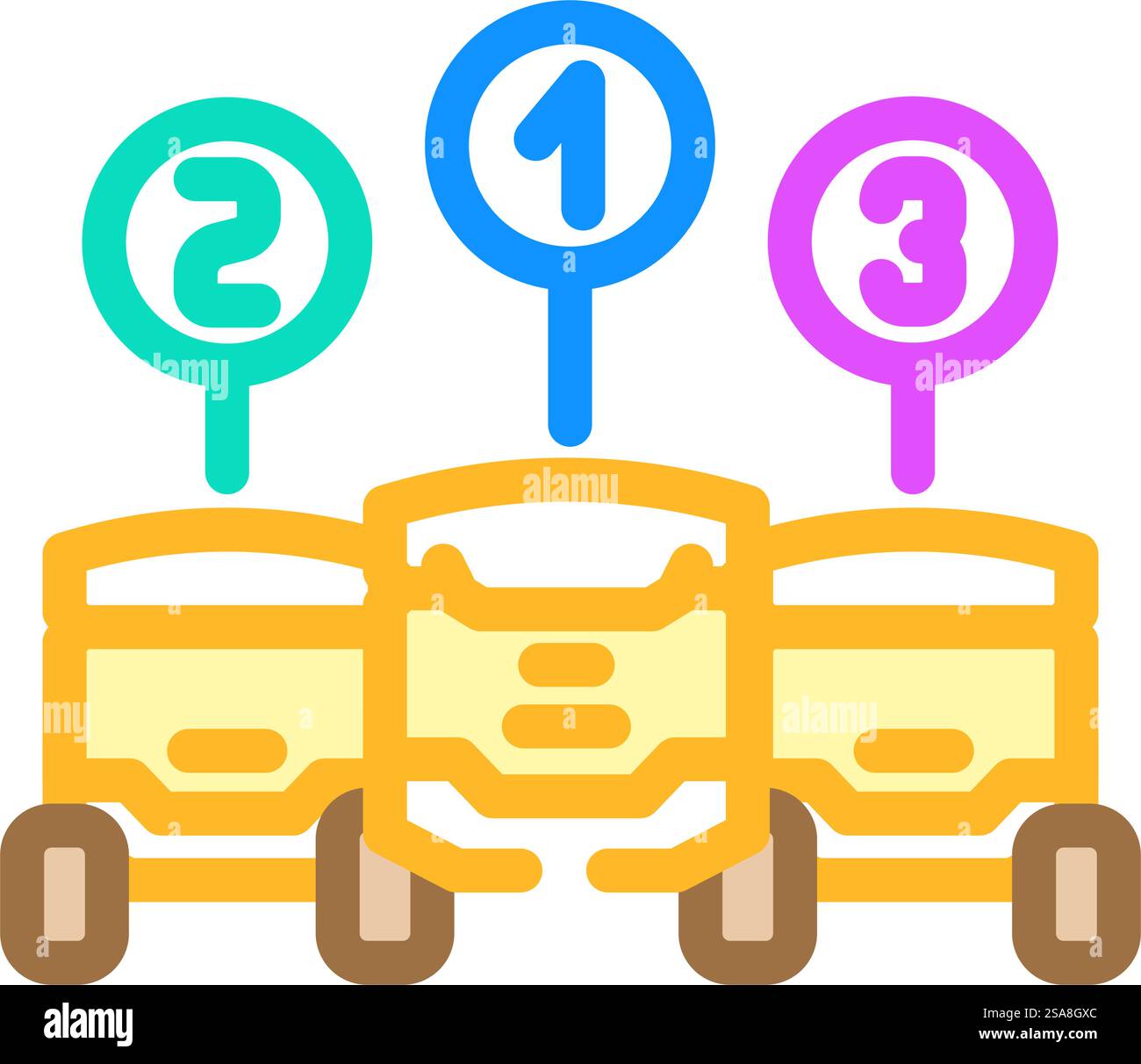 Farbsymbolvektor für die autonome Lieferung der Roboterflotte. Autonomes Lieferzeichen für Roboterflotte. Isolierte Symboldarstellung. Roboterflotte autonome Lieferung Farbsymbolvektorillustration Stock Vektor