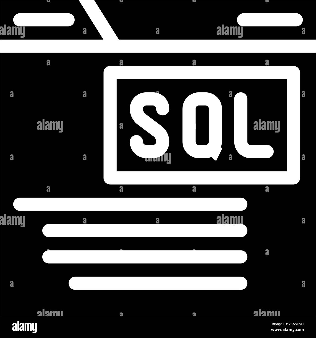 Symbolvektor der sql-Abfrage-Datenbank für Glyphen. sql-Abfrage-Datenbankzeichen. Isolierte Symboldarstellung. Illustration des Symbols der sql-Abfrage-Datenbank für Glyphen Stock Vektor