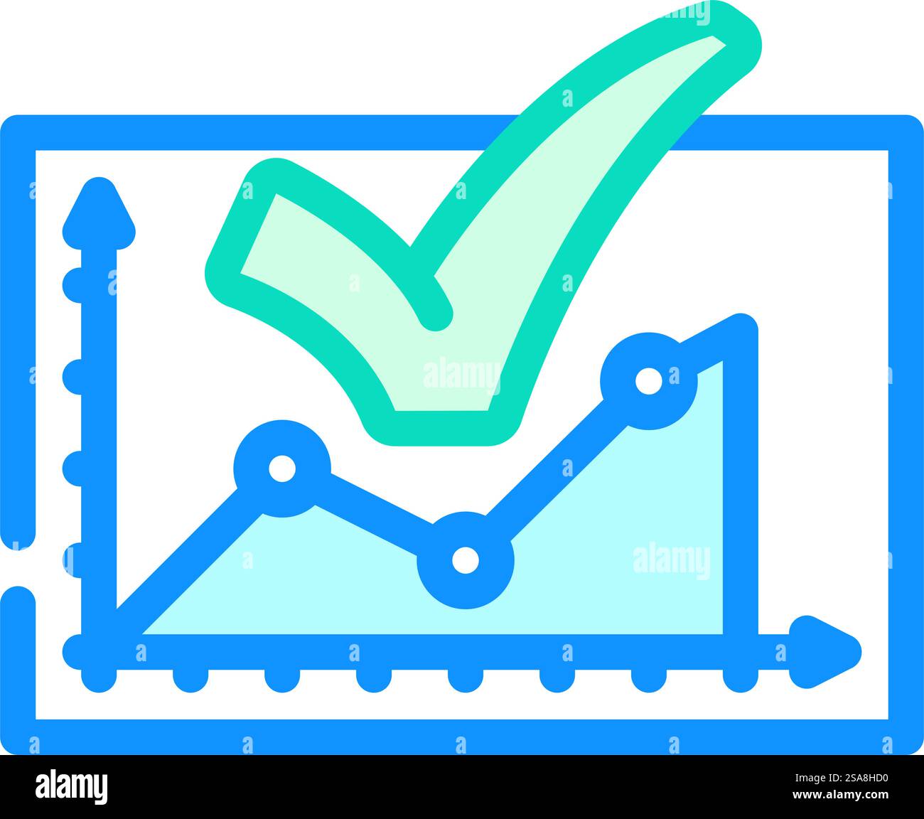 Diagramm Häkchen Farbe Symbol Vektor. Diagramm Häkchen Zeichen. Isolierte Symboldarstellung. Diagramm Häkchen Farbe Symbol Vektor Illustration Stock Vektor