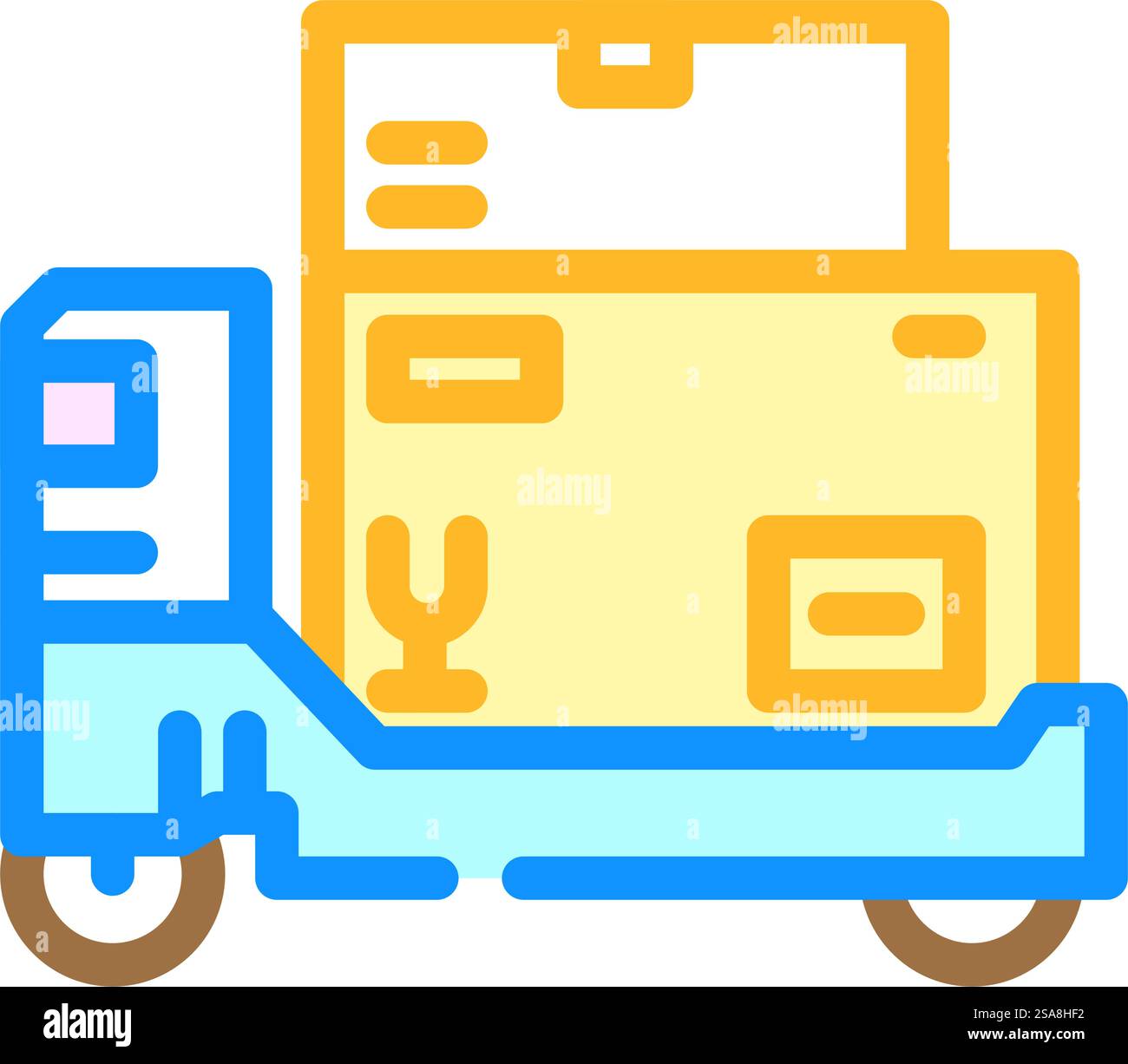 Paket wird geladen – Farbsymbolvektor für autonome Zustellung. Autonomes Lieferzeichen für Paket wird geladen. Isolierte Symboldarstellung. Vektorgrafik des Symbols für die autonome Zustellung des Pakets Stock Vektor