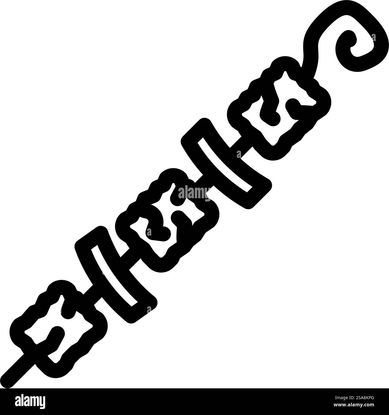 Kebab Spieß türkische Küche Linie Icon Vektor. Schild für türkische Küche mit Kebab-Spieß. Schwarze Abbildung des isolierten Kontursymbols. Kebab Spieß türkische Küche Linie Icon Illustration Stock Vektor