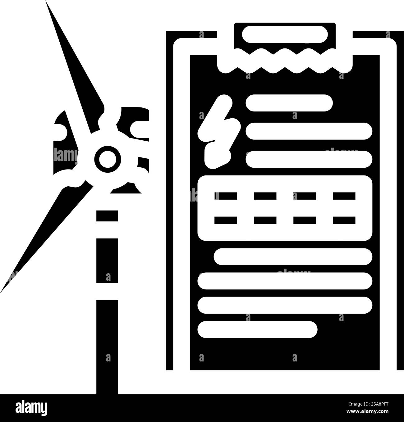 Energieforschung Glyphe-Symbol-Vektor der Windkraftanlage. Energieforschung Windkraftanlagen-Schild. Isolierte Symboldarstellung. Energieforschung Windturbinen-Glyphe-Symbol-Vektor-Illustration Stock Vektor