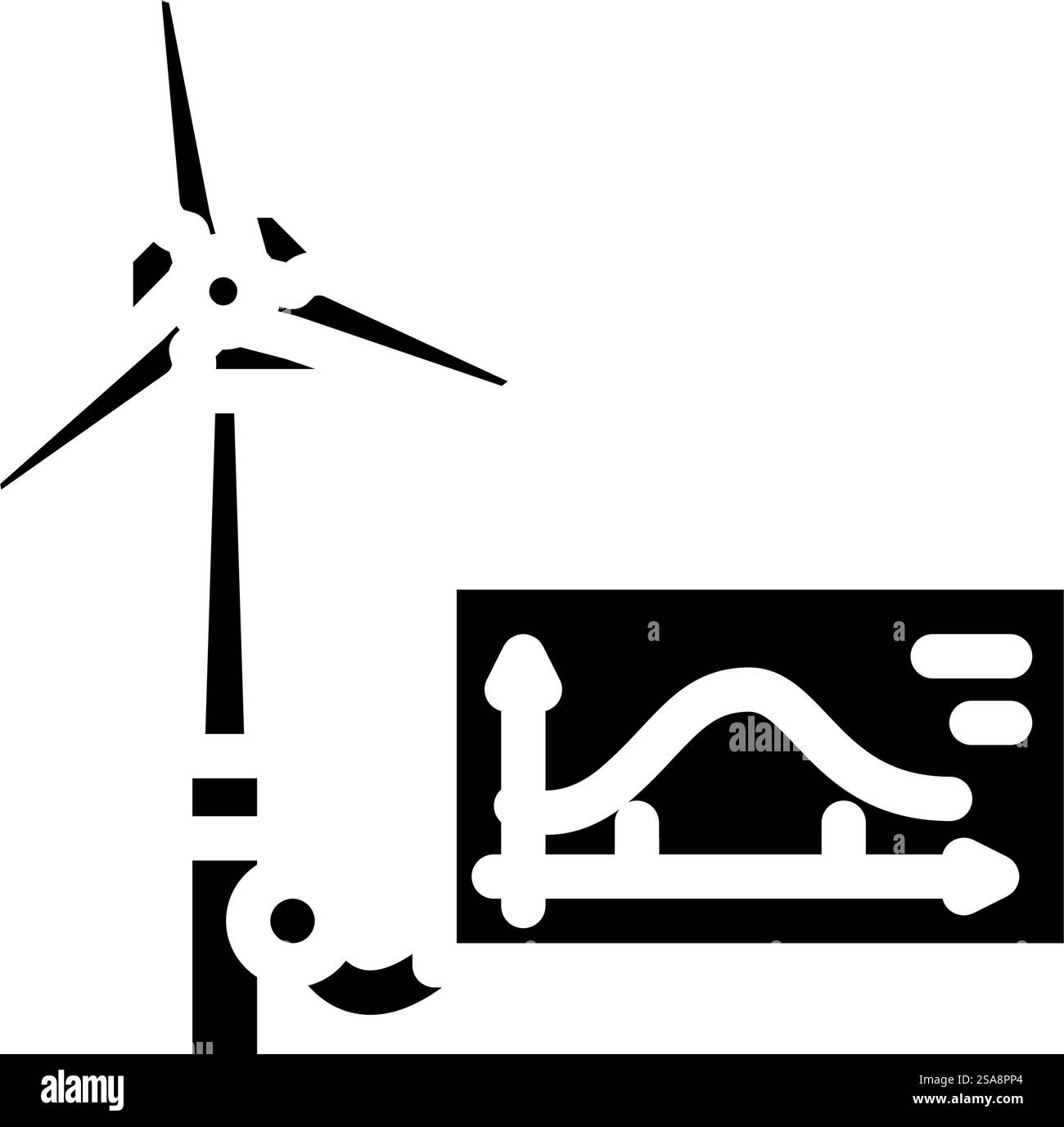 Energieeffizienz-Glyphe-Symbolvektor für Windkraftanlagen. Schild für Energieeffizienz-Windkraftanlagen. Isolierte Symboldarstellung. Energieeffizienz Windkraftanlage Glyphe Symbol Vektor Illustration Stock Vektor