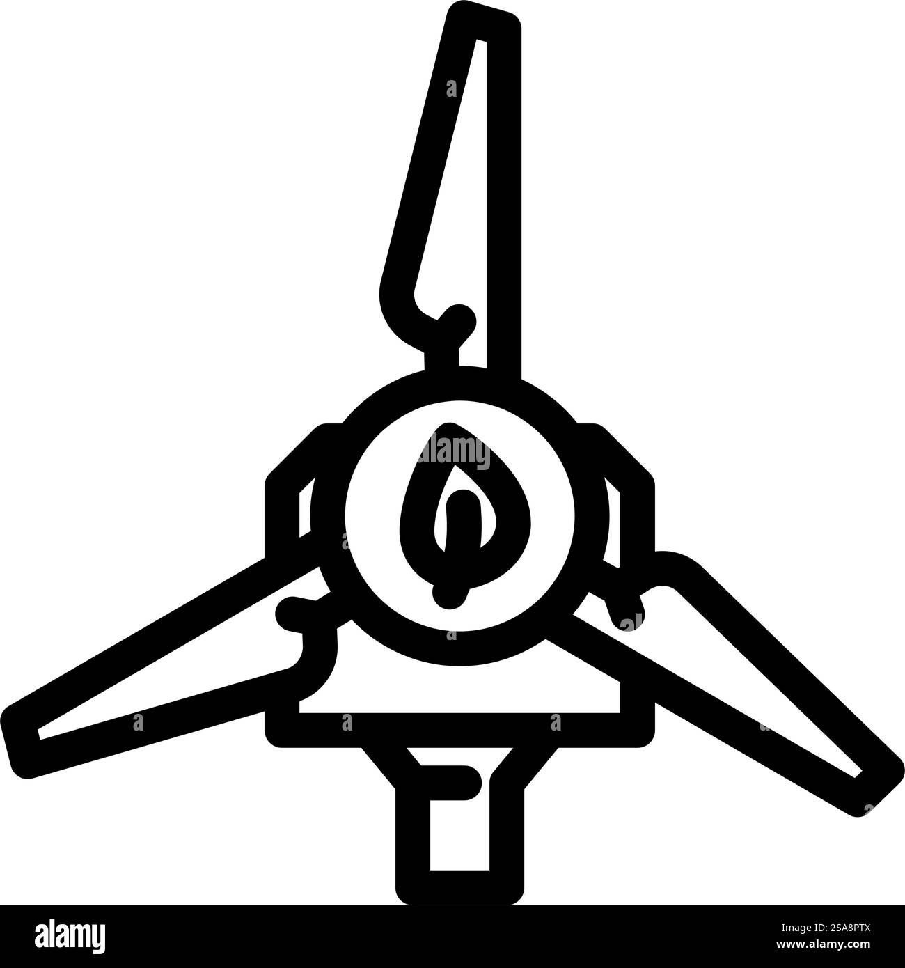 Leitungssymbolvektor der Windenergieanlage reinigen. Schild „Windenergieanlage reinigen“. Schwarze Abbildung des isolierten Kontursymbols. Vektorgrafik der Linie der Windenergieanlage reinigen Stock Vektor