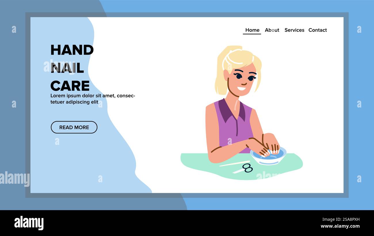 Schönheitshandnagelpflege Vektor. Weibliche Frau, kunstlack, Spa Blume Schönheit Hand Nagelpflege Web flache Karikaturillustration. Schönheitshandnagelpflege Vektor Stock Vektor