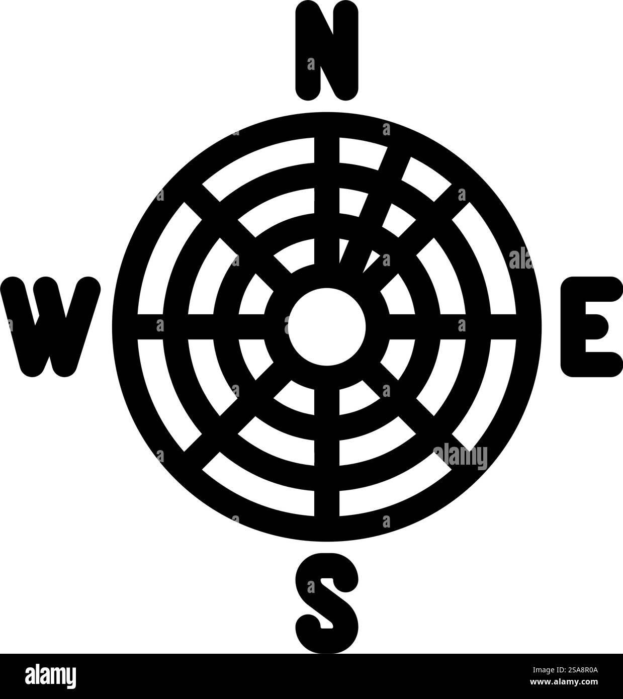 Richtung des Symbols der Windkraftanlage. Richtungsschild der Windenergieanlage. Schwarze Abbildung des isolierten Kontursymbols. Vektorgrafik der Windenergieanlage in Richtung Stock Vektor