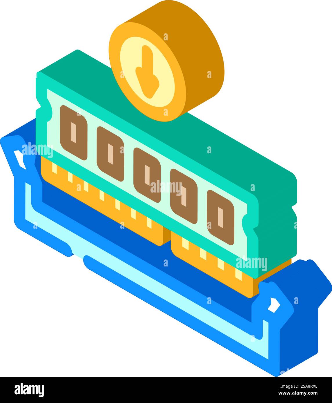 ram-Installation Reparatur Computer isometrischer Symbolvektor. Schild ram-Installation Reparatur Computer. Isolierte Symboldarstellung. ram-Installation Reparatur Computer Isometrisches Symbol Vektorillustration Stock Vektor