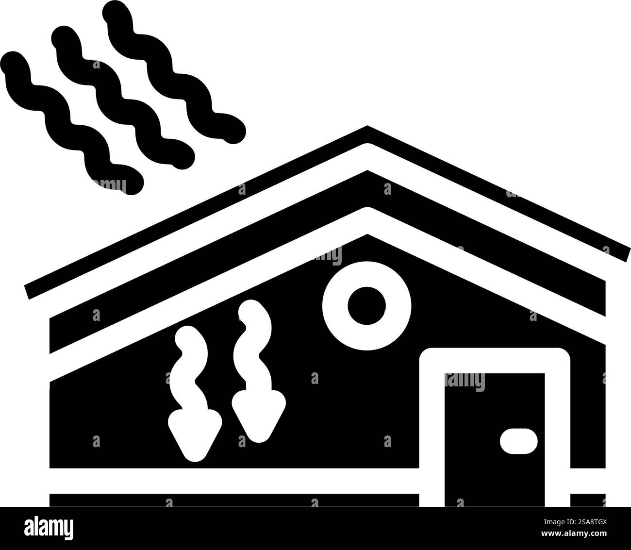 Dachkonstruktion energieeffizienter Glyph-Symbol-Vektor. Schild für energieeffiziente Dachkonstruktion. Isolierte Symboldarstellung. Dach energieeffiziente Glyphe Symbol Vektor Illustration Stock Vektor