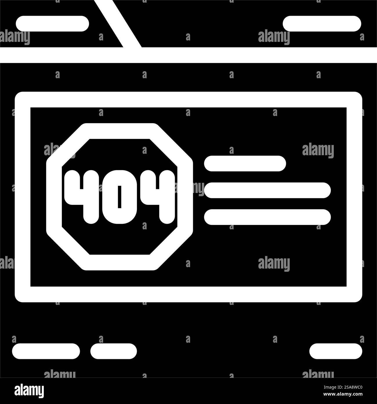 404 Fehler seo-Glyph-Symbolvektor. 404 Fehler seo-Zeichen. Isolierte Symboldarstellung. 404 Fehler seo-Glyph-Symbol-Vektorillustration Stock Vektor