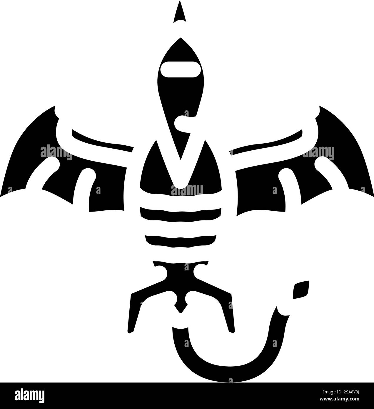 Pteranodon Dinosaurier Tier Glyphe Icon Vektor. Pteranodon-Dinosaurier-Tierzeichen. Isolierte Symboldarstellung. Pteranodon Dinosaurier Tier Glyphe Icon Vektor Illustration Stock Vektor