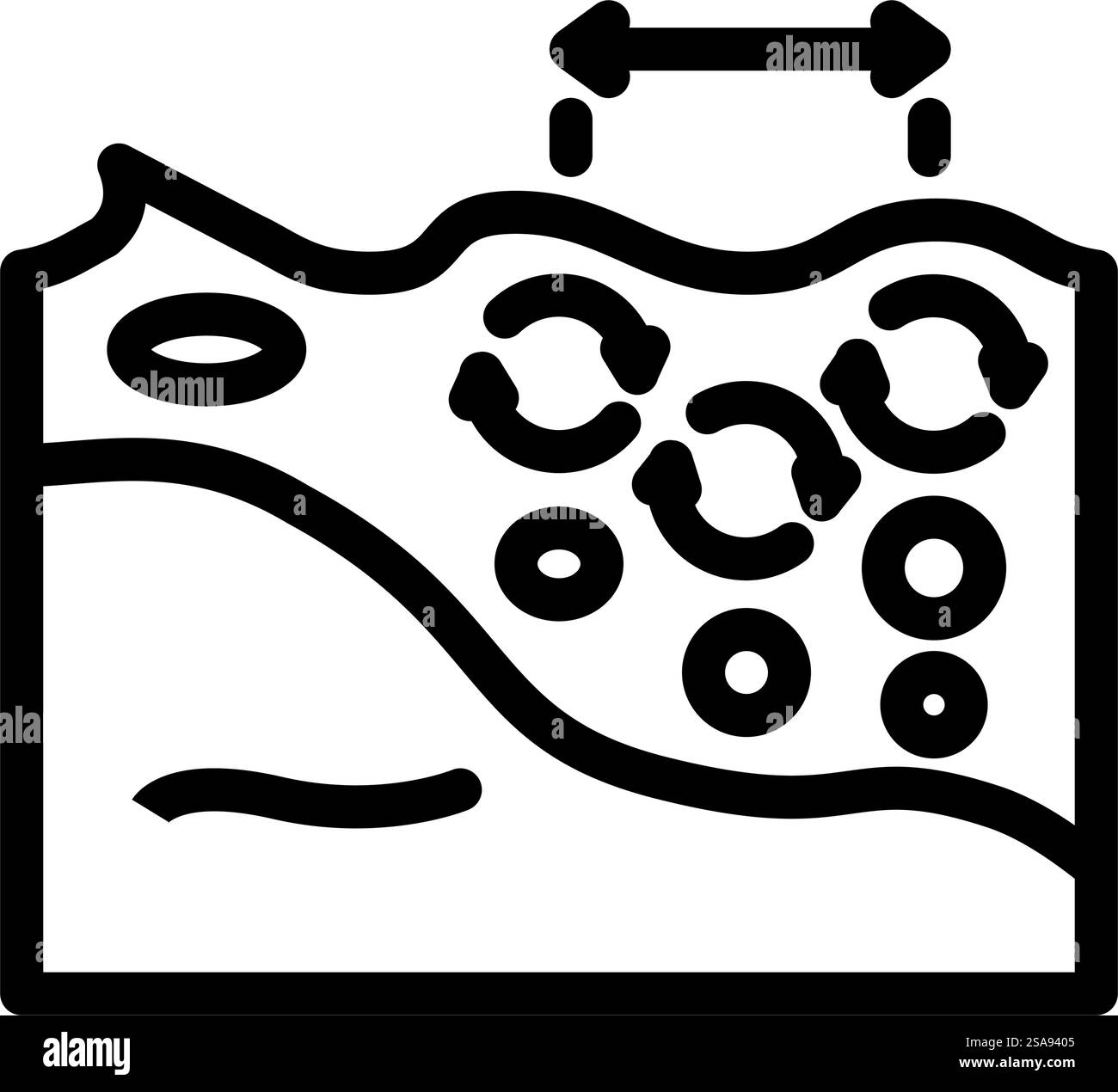 Icon-Vektor des Stromgenerators für Gezeitenstromleitungen. Stromgenerator Gezeitenleistungszeichen. Schwarze Abbildung des isolierten Kontursymbols. Abbildung des Symbols des Stromgenerators für die Gezeitenstromleitung Stock Vektor