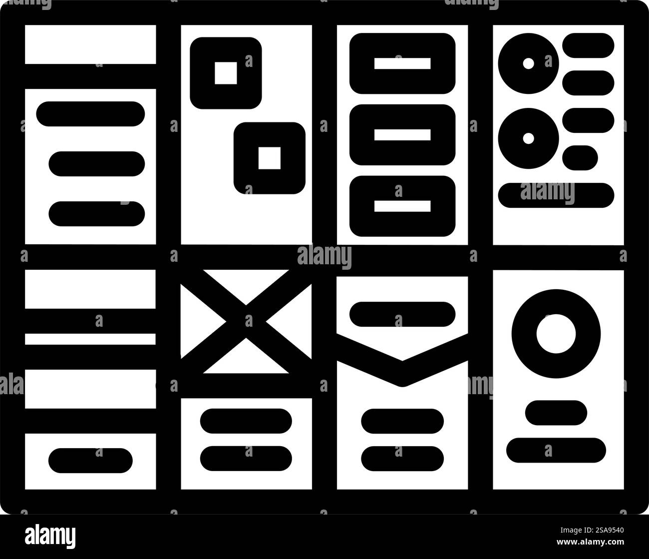 Crazy 8s ux ui Design Line Symbol Vektor. Crazy 8s ux ui Design Schild ...