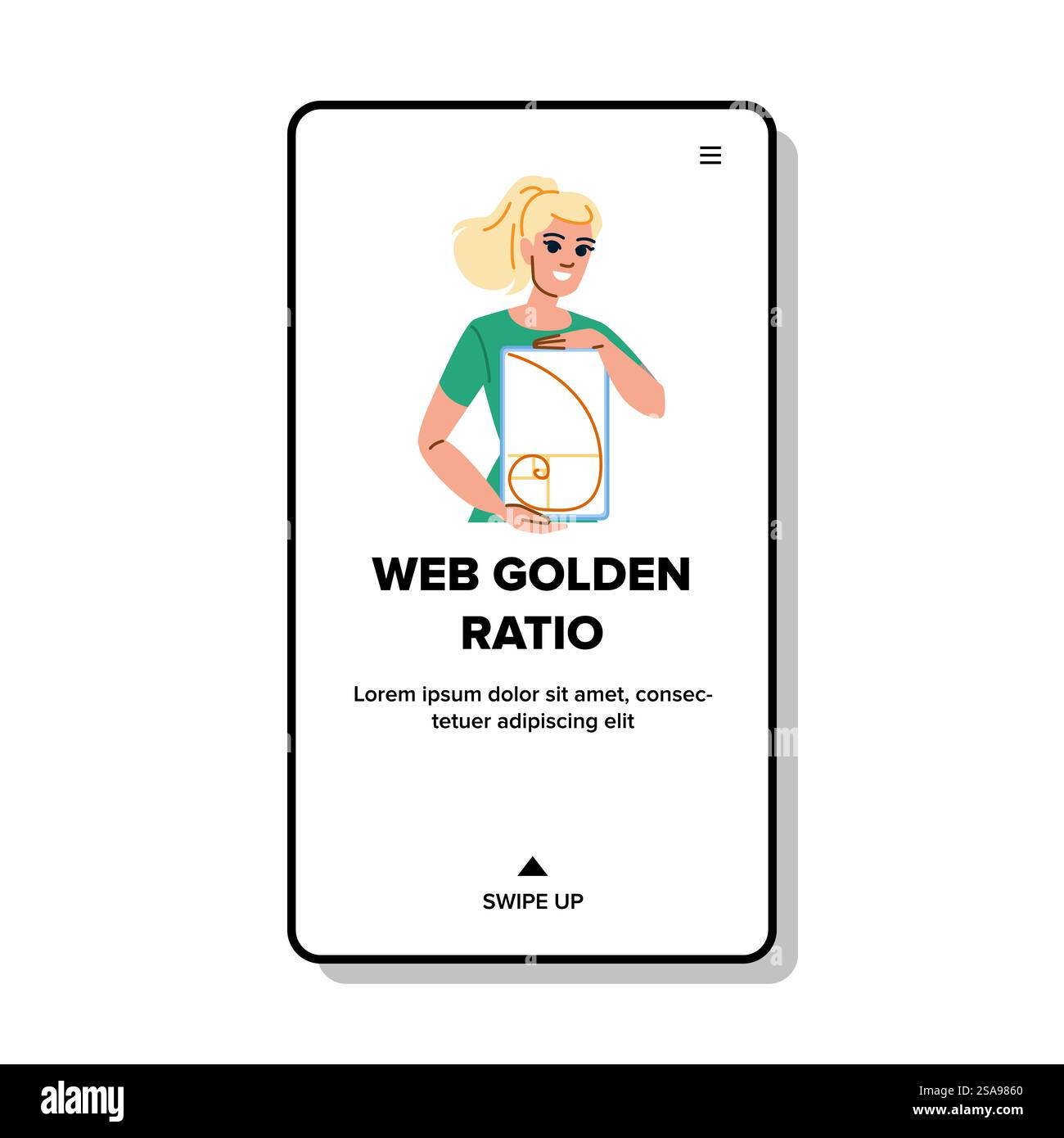 Layout Web Golden Ratio Vektor. Ästhetik Anteil, Balance Harmonie, Mathematik Kunst Layout Web Golden Ratio Web flache Zeichentrickillustration. Layout Web Golden Ratio Vektor Stock Vektor