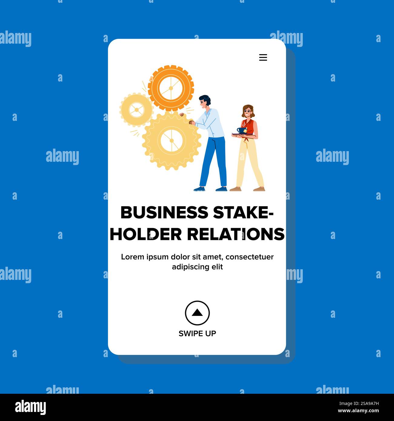 Collaboration Business Stakeholder Relations Vektor. Partnerschaft Engagement, Vertrauensmanagement, Einfluss auf Entscheidungen Zusammenarbeit Geschäftsbeziehungen Stakeholder Relationen Web Flat Cartoon Illustration. Collaboration Business Stakeholder Relations Vektor Stock Vektor