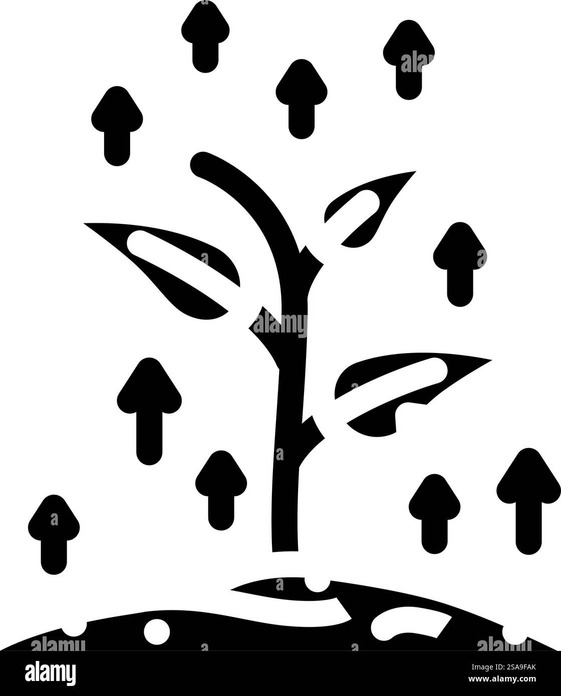 Wachsende Pflanze Fortschritt Glyphe Symbol Vektor. Fortschrittszeichen der wachsenden Pflanze. Isolierte Symboldarstellung. Wachsende Pflanze Fortschritt Glyphe Symbol Vektor Illustration Stock Vektor