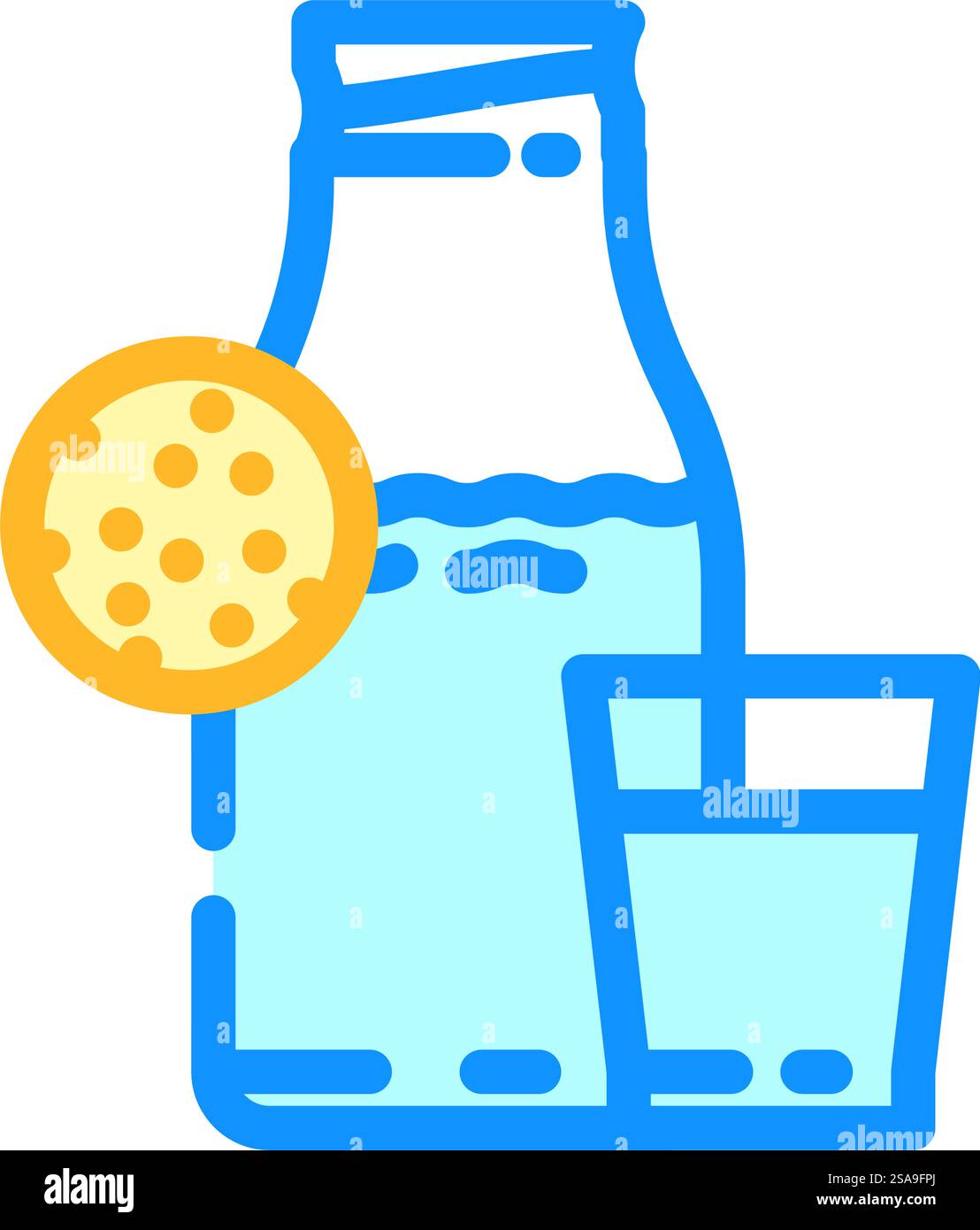 Milchallergen freies Produkt Lebensmittel Farbe Symbol Vektor. Lebensmittelschild für allergenfreies Produkt. Isolierte Symboldarstellung. Milchallergen freies Produkt Lebensmittel Farbe Symbol Vektor Illustration Stock Vektor