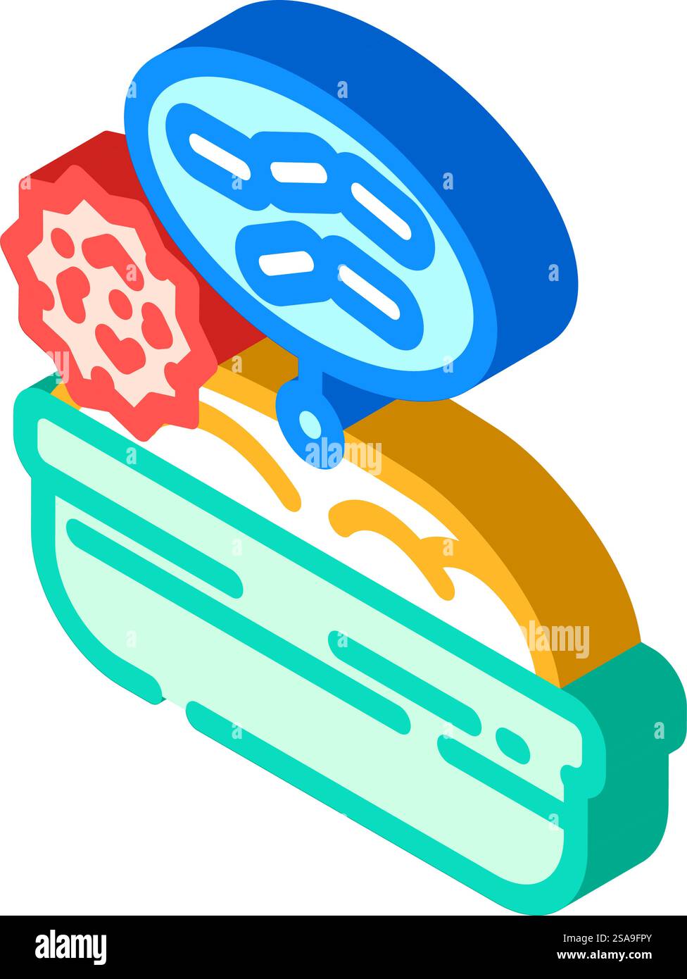 Hefe Allergen frei Produkt Lebensmittel isometrische Icon Vektor. Lebensmittelschild für allergenfreie Produkte. Isolierte Symboldarstellung. Hefe Allergen freies Produkt Lebensmittel isometrische Icon Vektor Illustration Stock Vektor