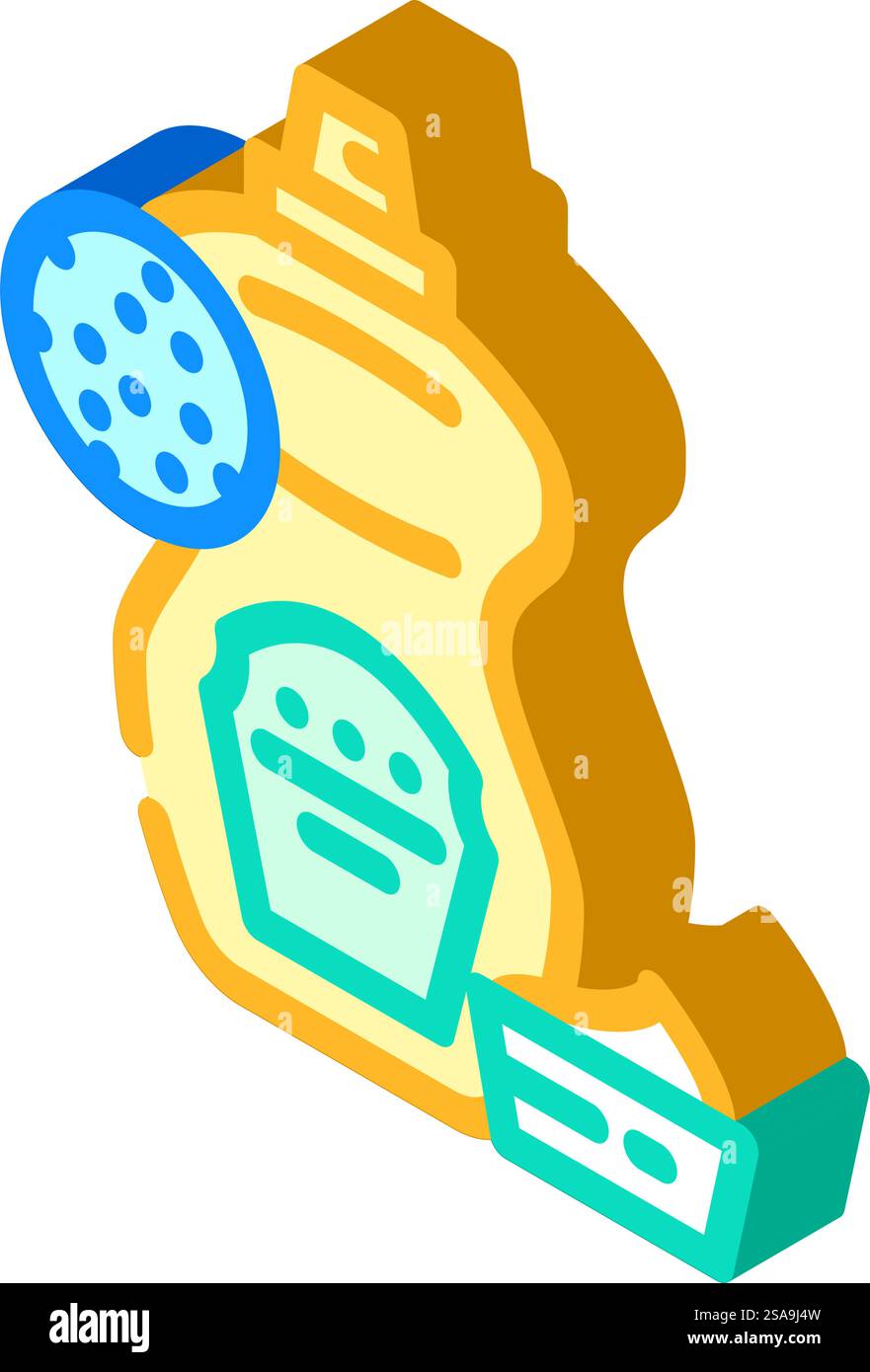 Senfallergen freies Produkt Lebensmittel isometrischer Icon Vektor. Lebensmittelschild ohne Senfallergen. Isolierte Symboldarstellung. Senfallergen freies Produkt Lebensmittel isometrische Icon Vektor Illustration Stock Vektor