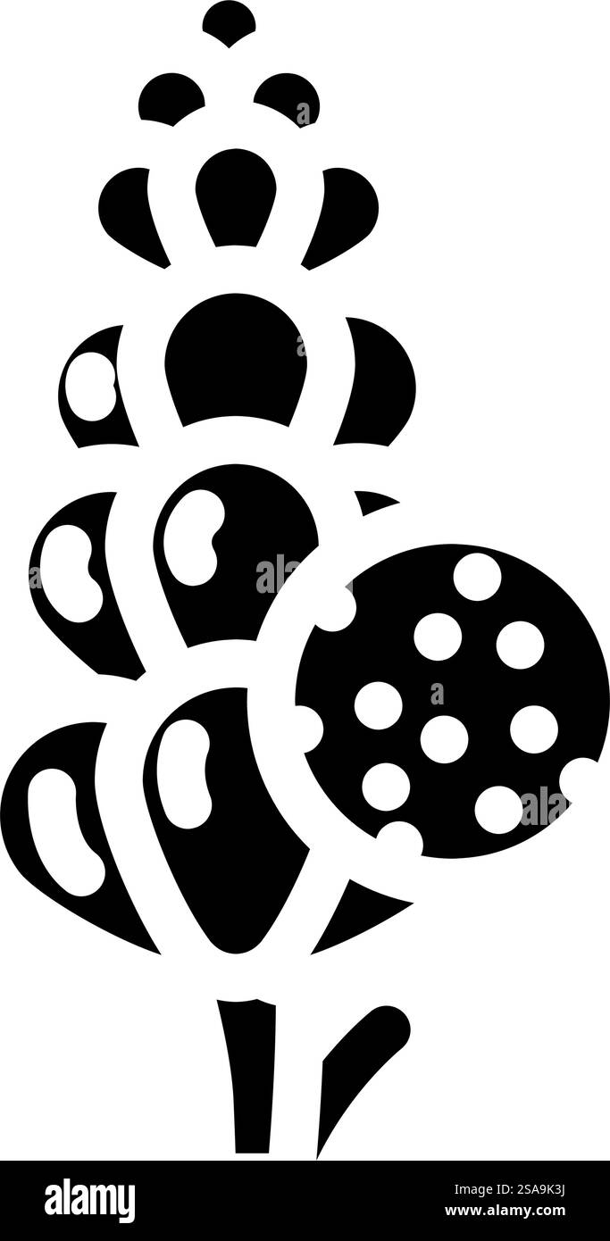 lupin Allergen freies Produkt Lebensmittel Glyphe Icon Vektor. lupin-Allergenfreies Produkt – Lebensmittelschild. Isolierte Symboldarstellung. lupin Allergen freies Produkt Lebensmittel Glyphe Icon Vektor Illustration Stock Vektor