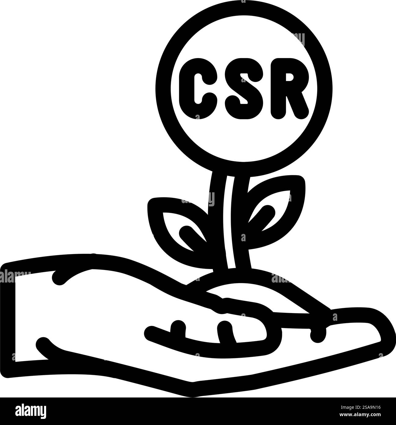 Corporate Social Responsibility - Symbolvektor für Geschäftsbereiche. Unternehmenszeichen für soziale Verantwortung. Schwarze Abbildung des isolierten Kontursymbols. Corporate Social Responsibility Business Line Symbol Vektorillustration Stock Vektor