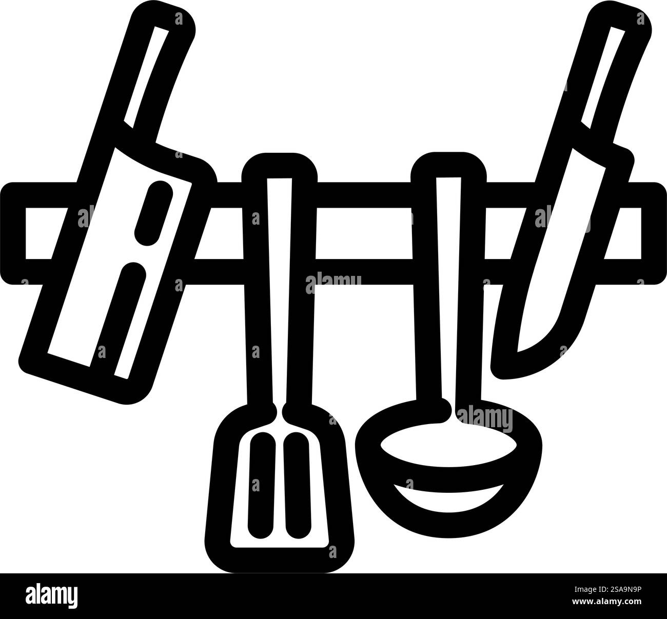 Küchenwerkzeuge Restaurant Chef Linie Icon Vektor. Küchenutensilien Restaurant Chef Schild. Schwarze Abbildung des isolierten Kontursymbols. Küchenwerkzeuge Restaurant Chef Linie Symbol Vektor Illustration Stock Vektor