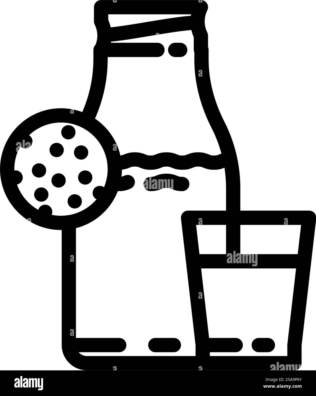 Milchallergen freies Produkt Lebensmittellinie Symbol Vektor. Lebensmittelschild für allergenfreies Produkt. Schwarze Abbildung des isolierten Kontursymbols. Milchallergen freies Produkt Lebensmittellinie Symbol Vektor Illustration Stock Vektor