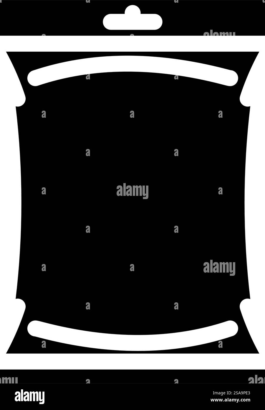 Tasche Kunststoffverpackung Glyphe Symbol Vektor. Schild mit Kunststoffverpackung. Isolierte Symboldarstellung. Beutel Plastikverpackung Glyph Symbol Vektor Illustration Stock Vektor