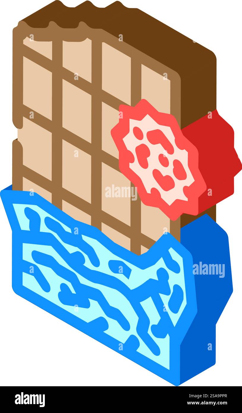 Erdbeeren allergenfreies Produkt Lebensmittel isometrischer Icon Vektor. Lebensmittelschild für allergenfreie Erdbeeren. Isolierte Symboldarstellung. Erdbeeren Allergen freies Produkt Lebensmittel isometrische Icon Vektor Illustration Stock Vektor