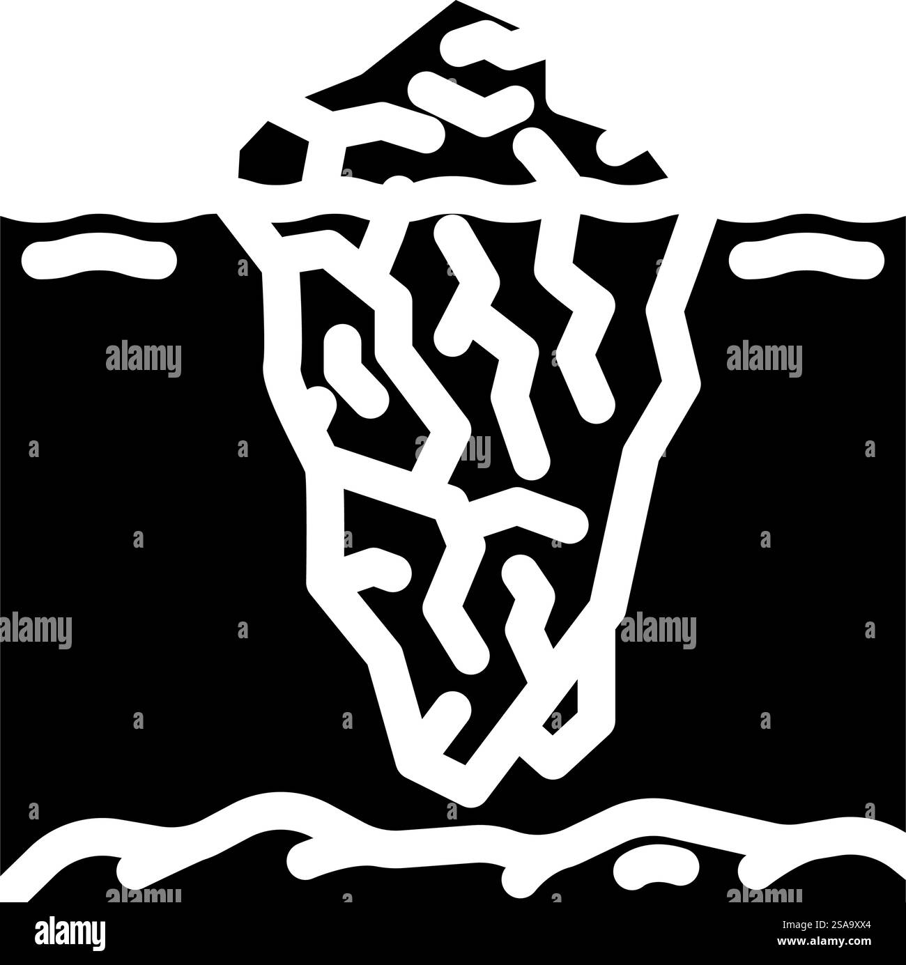 Iceberg Naturphänomene Glyphe Icon Vektor. Eisberg-Naturphänomene-Zeichen. Isolierte Symboldarstellung. Iceberg Naturphänomene Glyphe Icon Vektor Illustration Stock Vektor