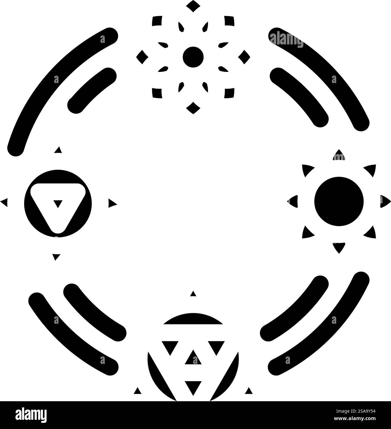 Chakra Akupunktur Glyphe Symbol Vektor. Chakra-Akupunkturzeichen. Isolierte Symboldarstellung. Chakra Akupunktur Glyphe Symbol Vektor Illustration Stock Vektor