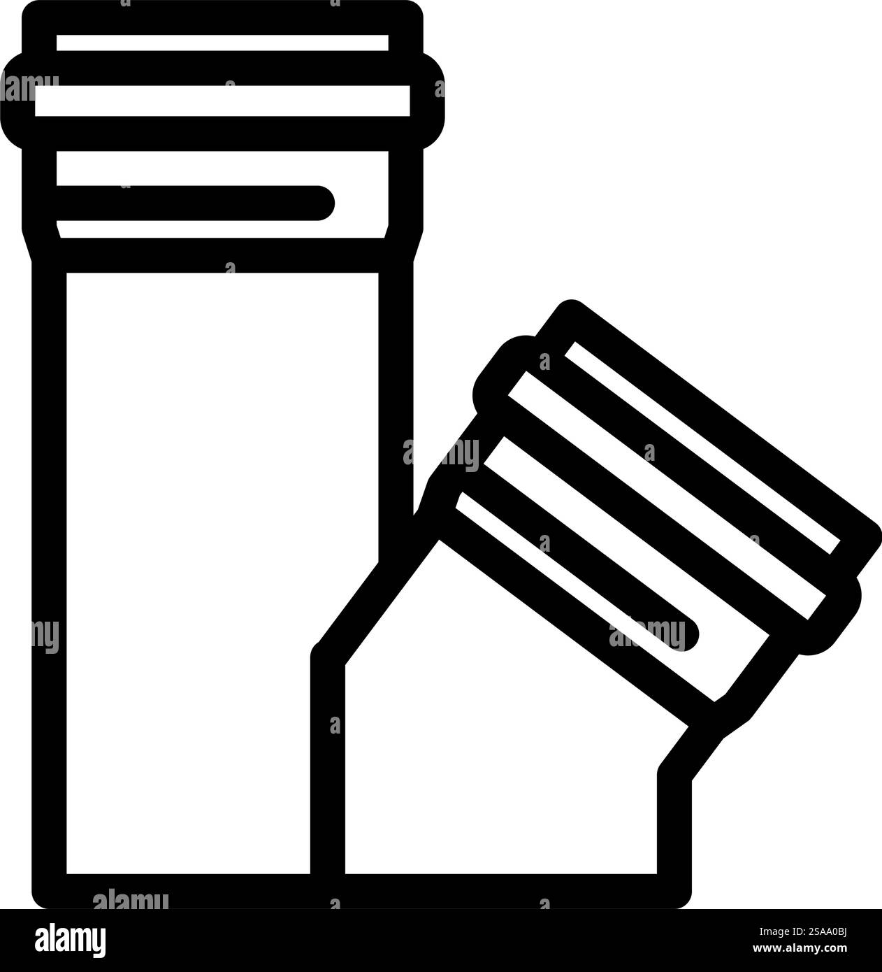 Röhrchen Kunststoffverpackung Linie Symbol Vektor. Schild mit Kunststoffverpackung für Röhrchen. Schwarze Abbildung des isolierten Kontursymbols. Vektorillustration der Kunststoffverpackung der Röhre Stock Vektor
