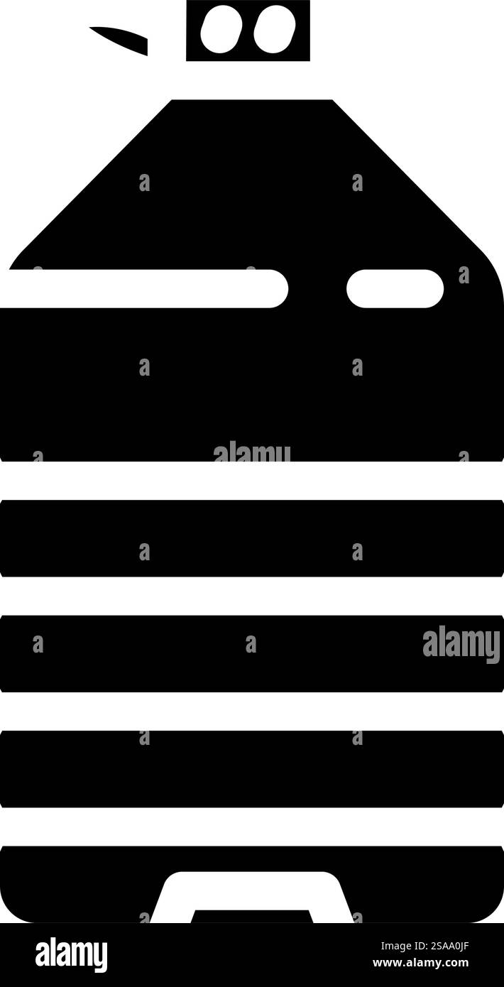 Flasche Kunststoffverpackung Glyphe Symbol Vektor. Schild mit Kunststoffverpackung. Isolierte Symboldarstellung. Flasche Kunststoffverpackung Glyphe Symbol Vektor Illustration Stock Vektor