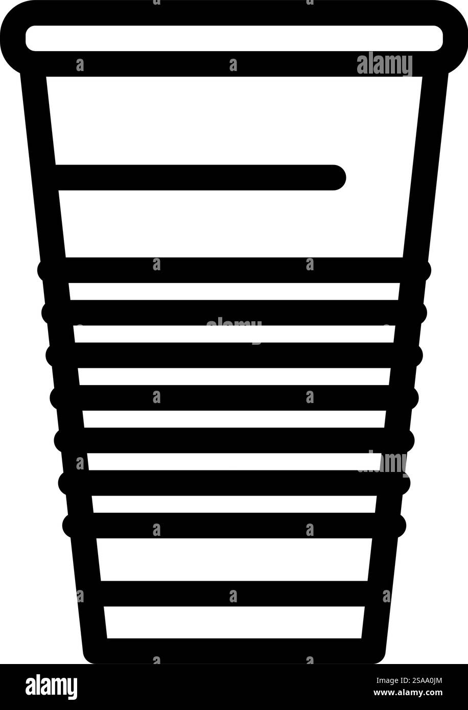 Cup Kunststoffverpackung Linie Symbol Vektor. Schild mit Kunststoffverpackung. Schwarze Abbildung des isolierten Kontursymbols. Becher Kunststoffverpackung Linie Symbol Vektor Illustration Stock Vektor