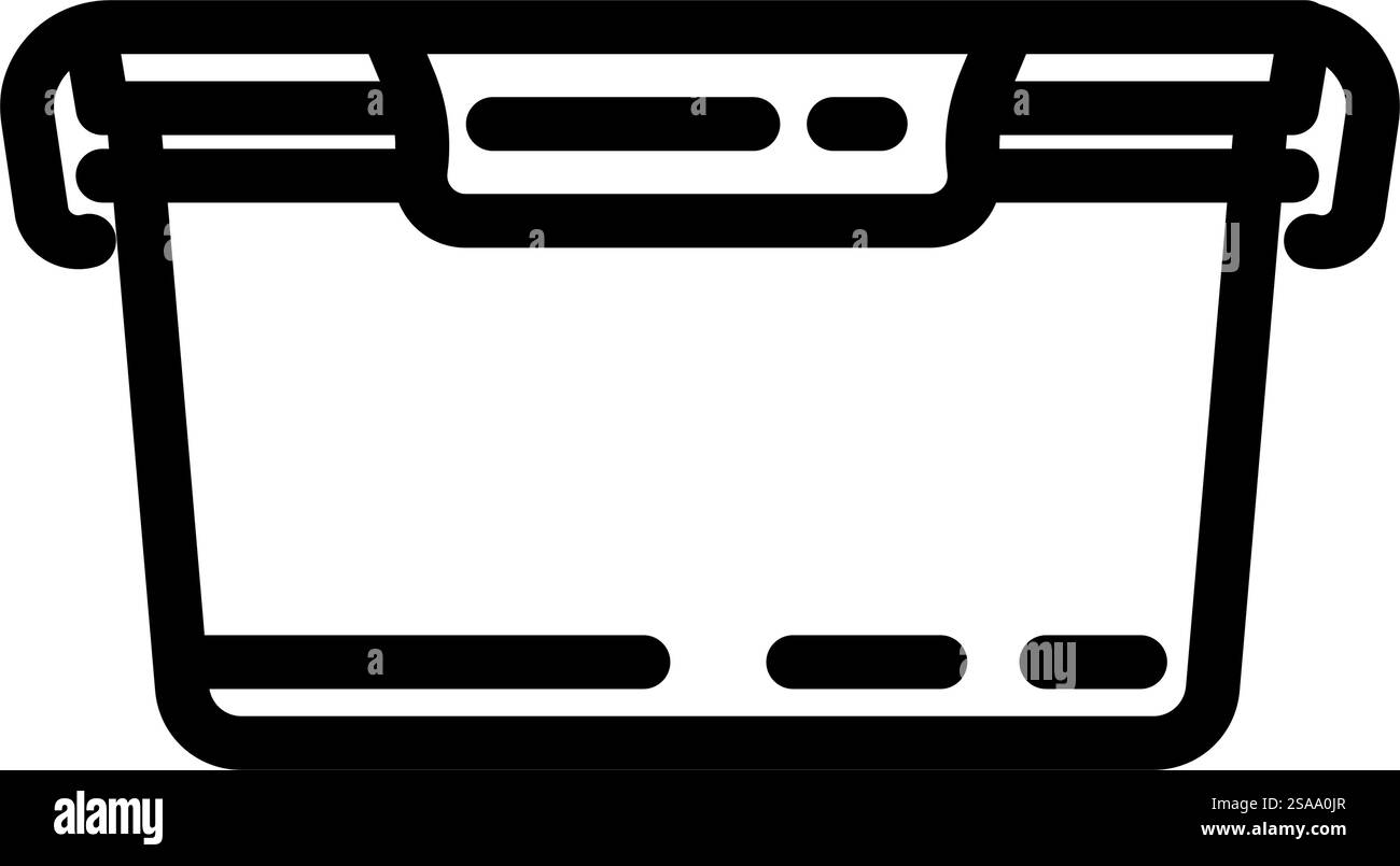 Behälter Kunststoffverpackung Linie Symbol Vektor. Schild mit Kunststoffverpackung. Schwarze Abbildung des isolierten Kontursymbols. Vektorgrafik der Verpackungslinie des Behälters aus Kunststoff Stock Vektor