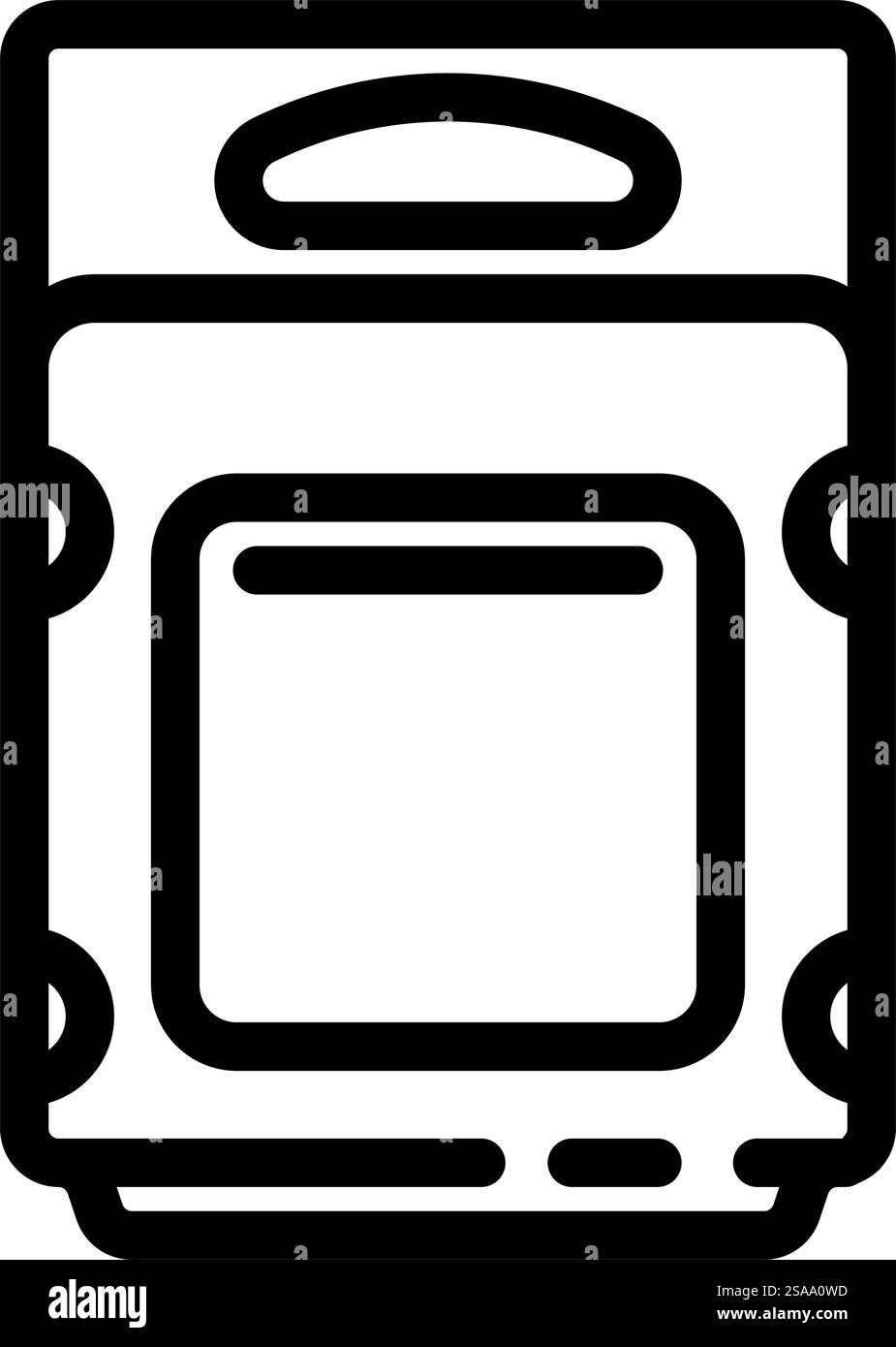 Clamshell-Gehäuse aus Kunststoff, Verpackungslinie, Symbolvektor. Schild mit Kunststoffverpackung. Schwarze Abbildung des isolierten Kontursymbols. Clamshell-Paket Kunststoffverpackung, Linie mit Symbol Vektor-Illustration Stock Vektor