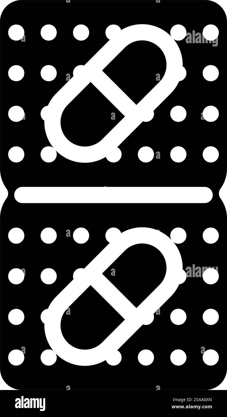 Blisterpackung Kunststoffverpackung Glyphe Symbol Vektor. Blisterpackung Kunststoffschild. Isolierte Symboldarstellung. Blisterpackung Kunststoffverpackung Glyph-Symbol-Vektor-Illustration Stock Vektor
